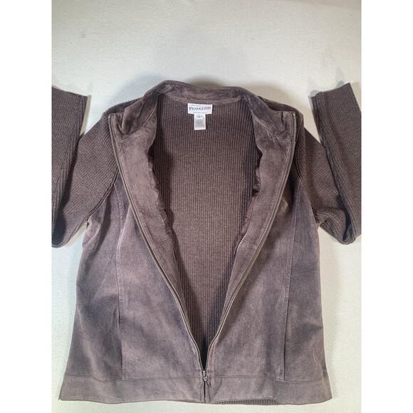 Pendleton Full Zip Suede Leather Merino Wool Jacket Womens L Brown Vintage - Picture 7 of 11